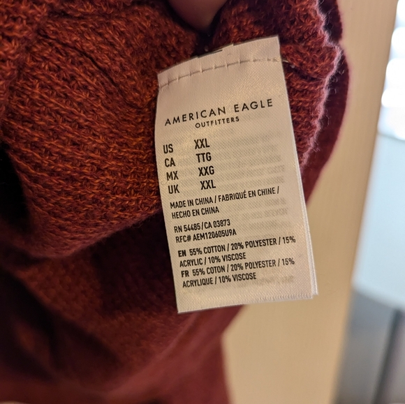 BNWT American Eagle Rust Brown/Red Sweater size XXL - Picture 6 of 6